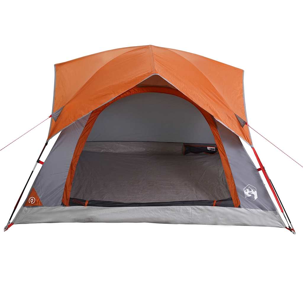 4-personers campingtelt vandtæt grå og orange