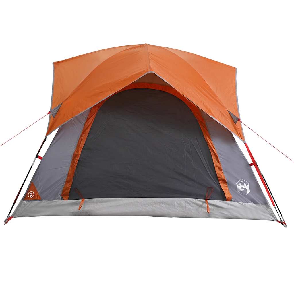 4-personers campingtelt vandtæt grå og orange