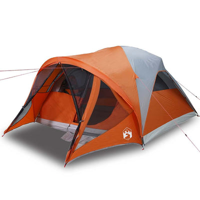 6-personers campingtelt vandtæt grå og orange