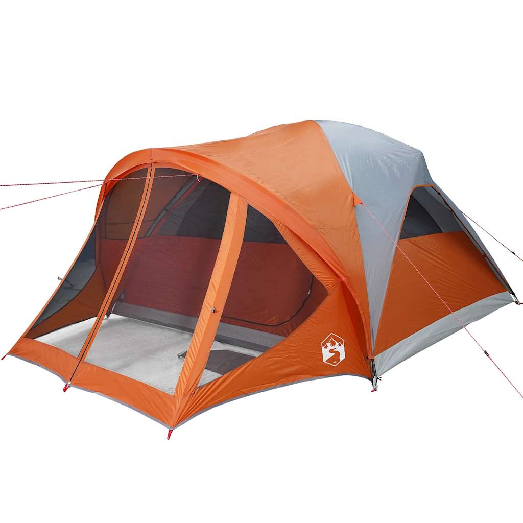 6-personers campingtelt vandtæt grå og orange