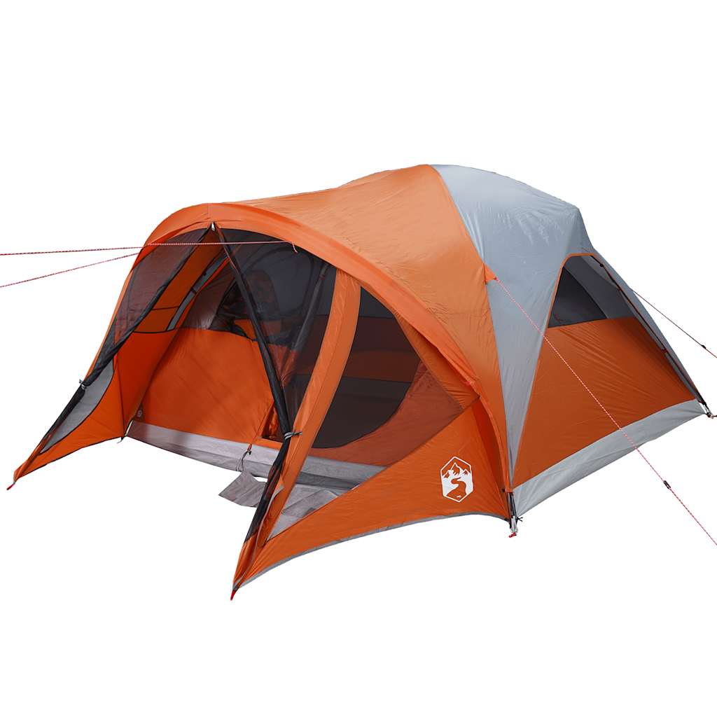 6-personers campingtelt vandtæt grå og orange