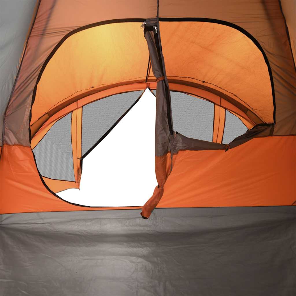 6-personers campingtelt vandtæt grå og orange
