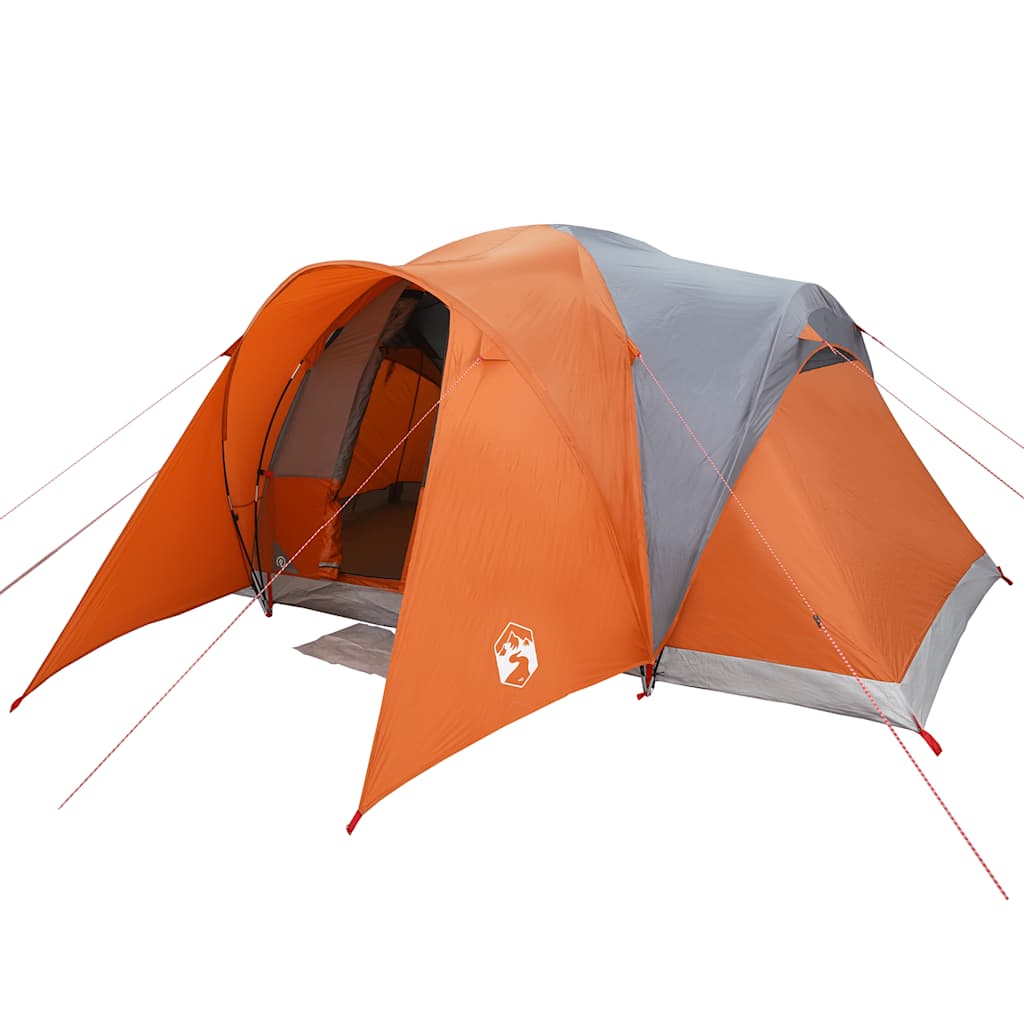 6-personers familietelt vandtæt grå og orange
