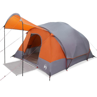 8-personers campingtelt vandtæt grå og orange