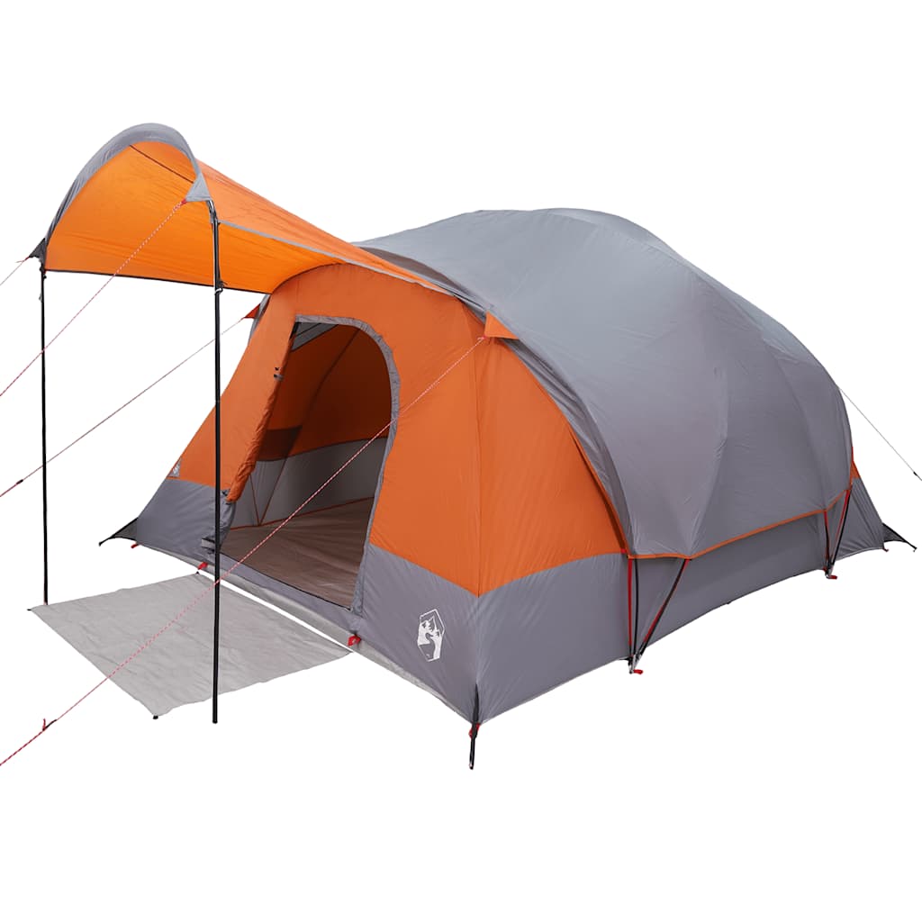 8-personers campingtelt vandtæt grå og orange