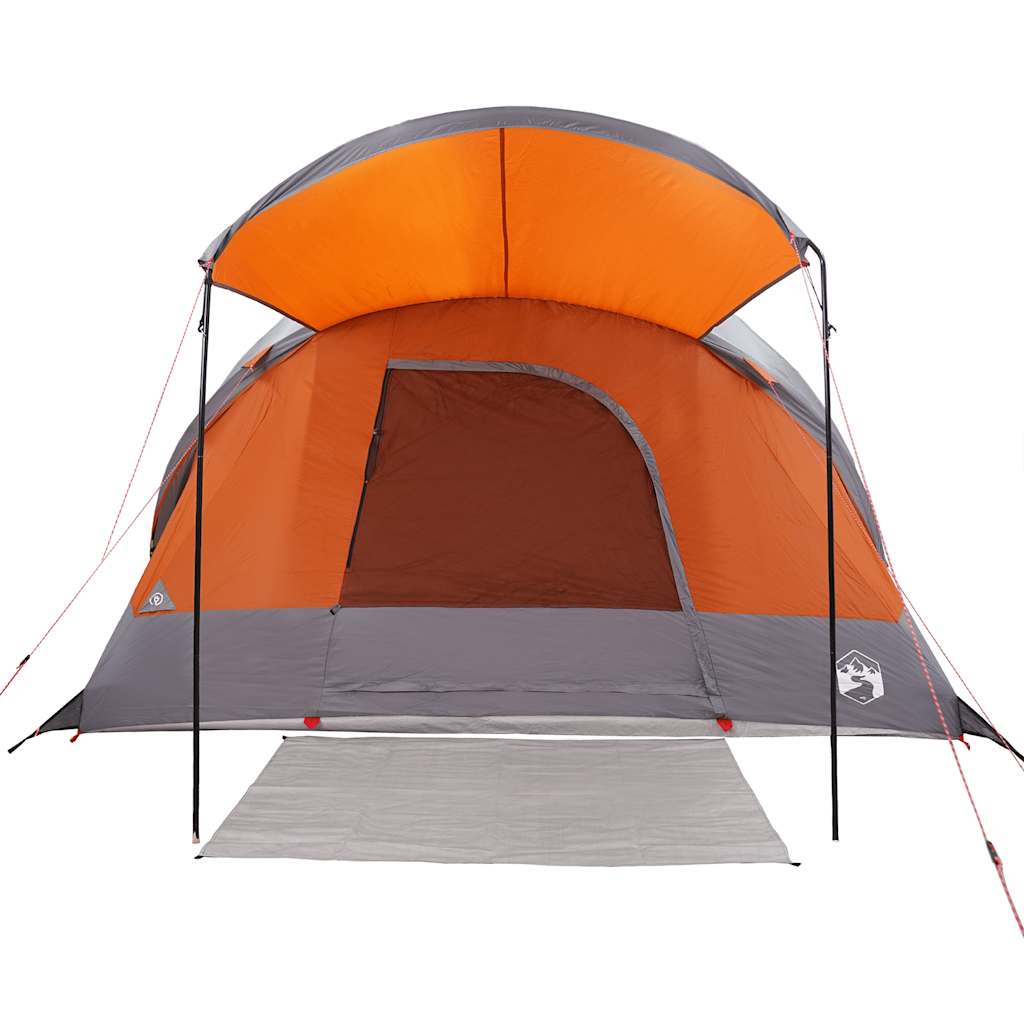 8-personers campingtelt vandtæt grå og orange