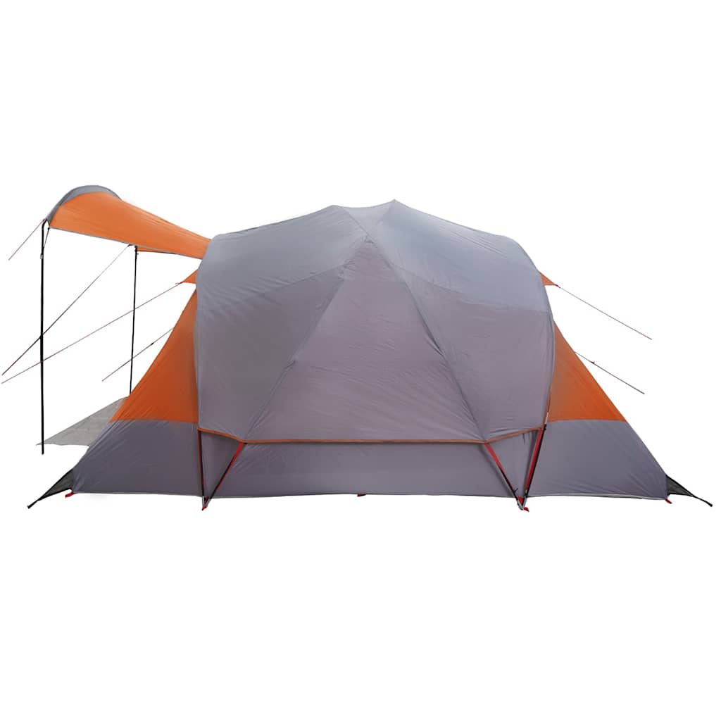 8-personers campingtelt vandtæt grå og orange