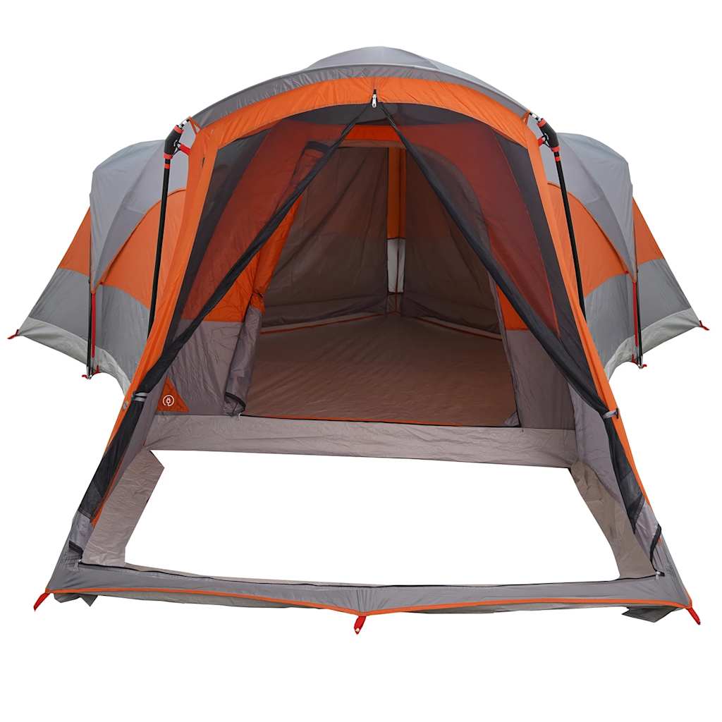 8-personers campingtelt vandtæt grå og orange