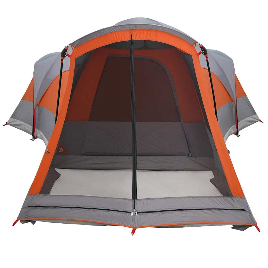 8-personers campingtelt vandtæt grå og orange