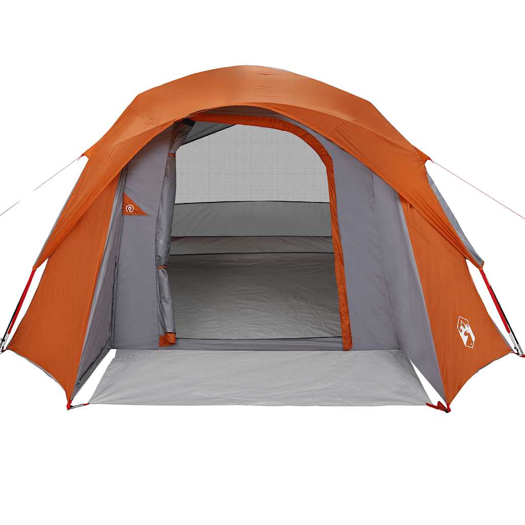 4-personers campingtelt vandtæt grå og orange