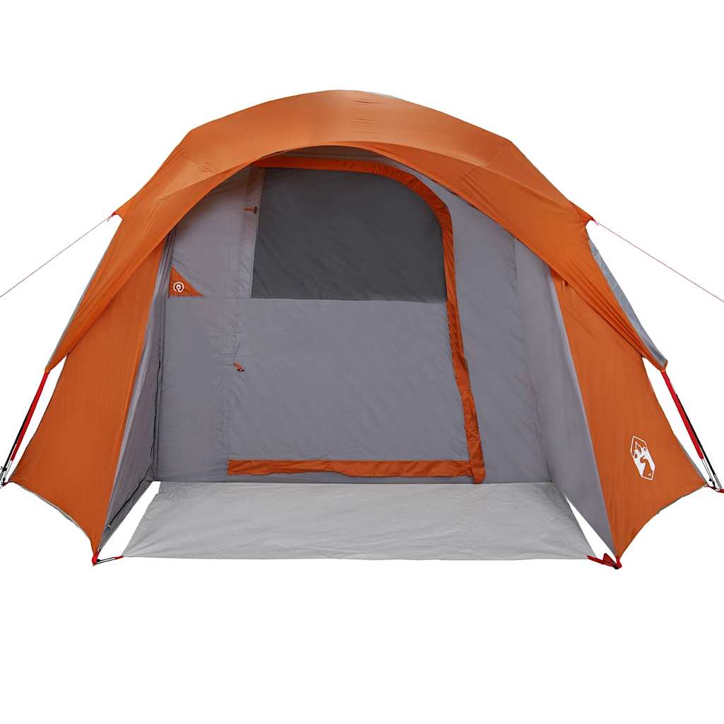 4-personers campingtelt vandtæt grå og orange