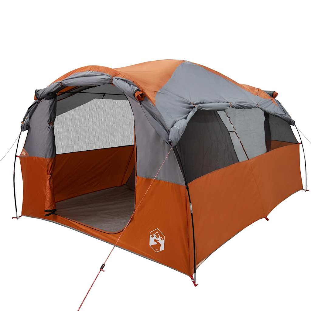 6-personers campingtelt vandafvisende grå og orange