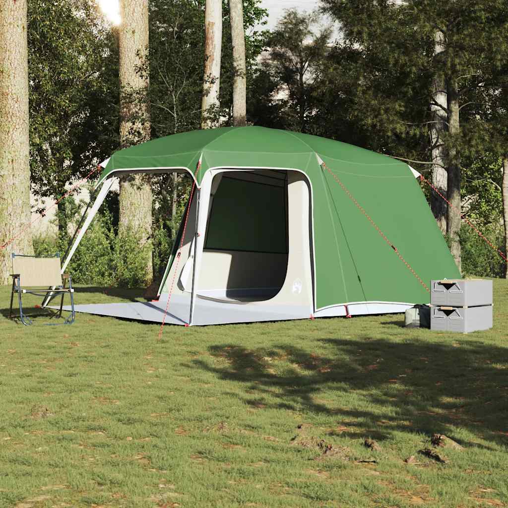5-personers campingtelt med fortelt vandtæt kuppel grøn