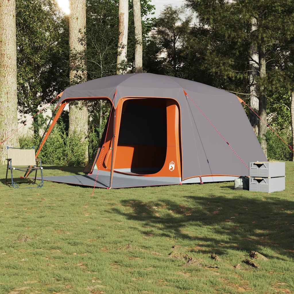 5-personers campingtelt med fortelt vandtæt kuppel grå&orange