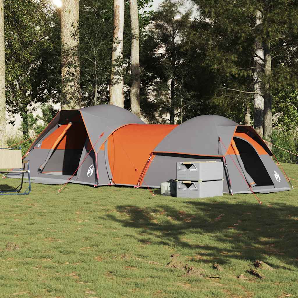 5-personers campingtelt vandtæt grå og orange