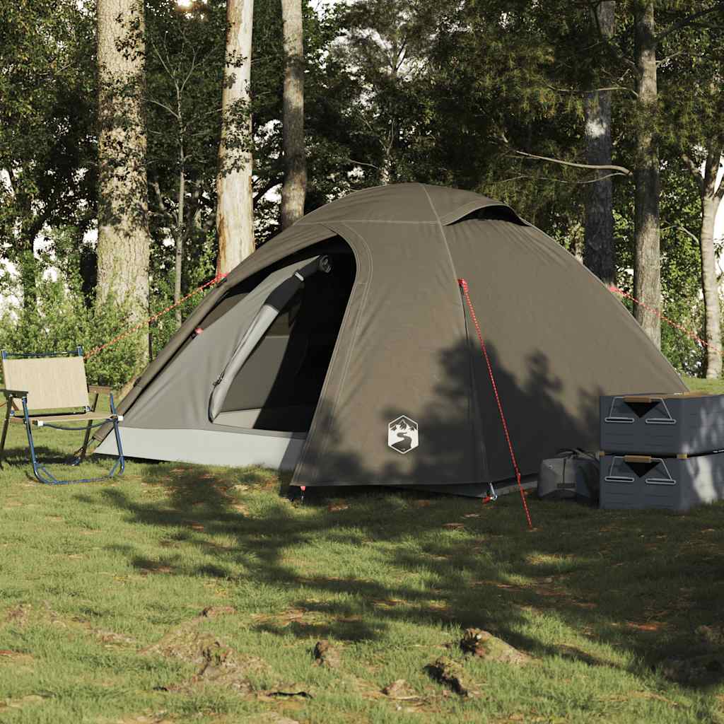 4-personers campingtelt vandtæt kuppel brun