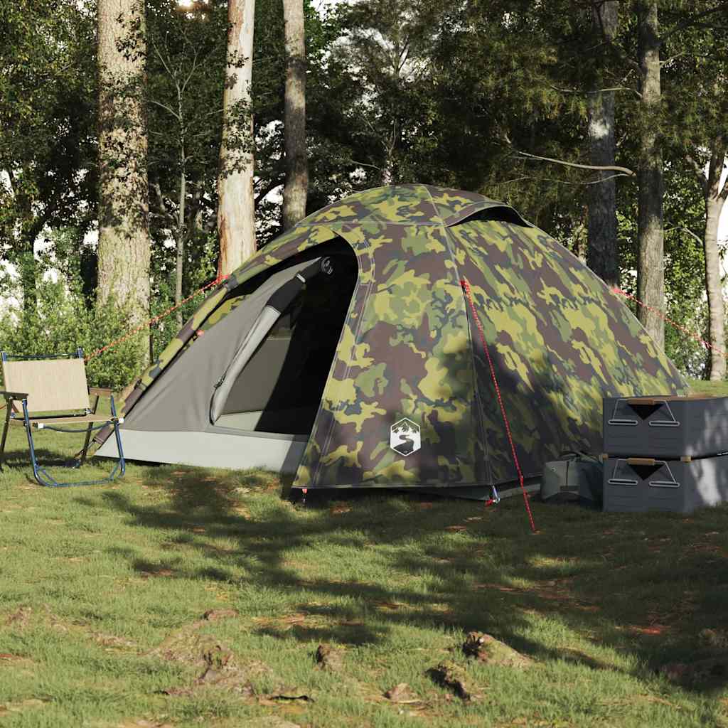 4-personers campingtelt vandtæt kuppel camouflage