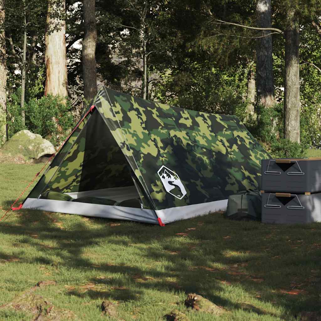 2-personers campingtelt - vandafvisende camouflage, A-stel