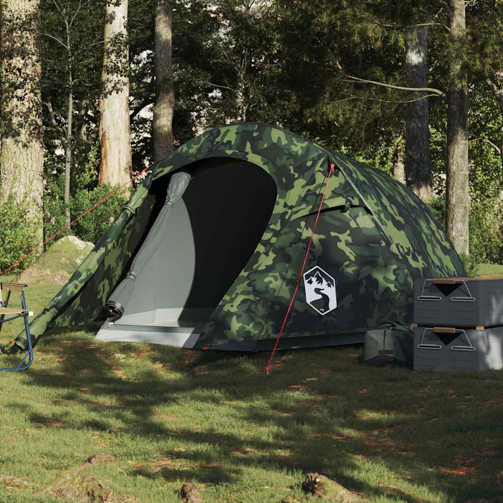 2-personers campingtelt - vandafvisende camouflage tunneltelt