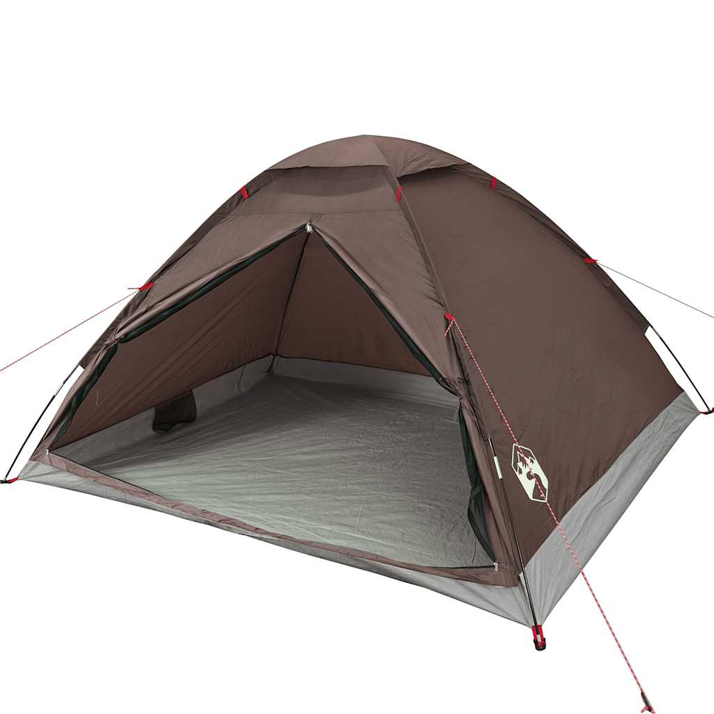 4-personers campingtelt vandtæt kuppel brun