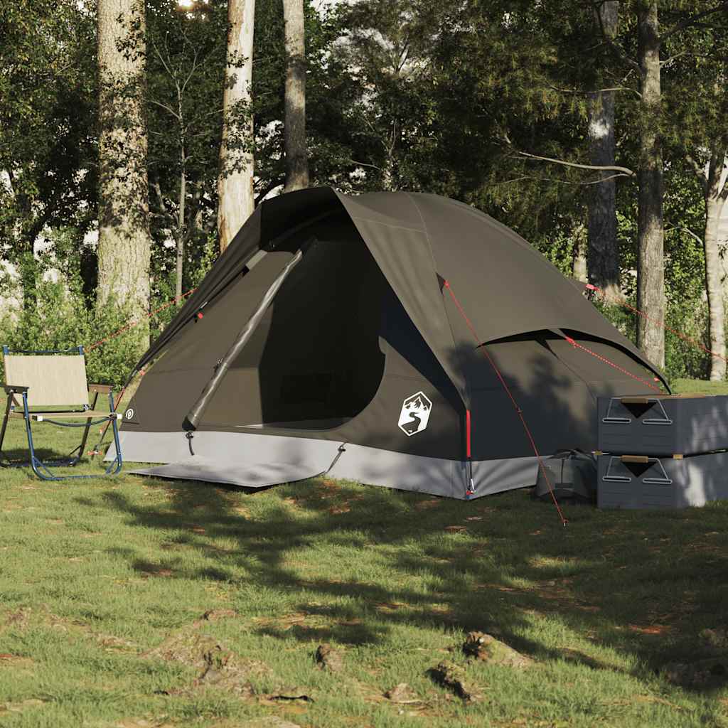 2-personers campingtelt vandtæt kuppel brun