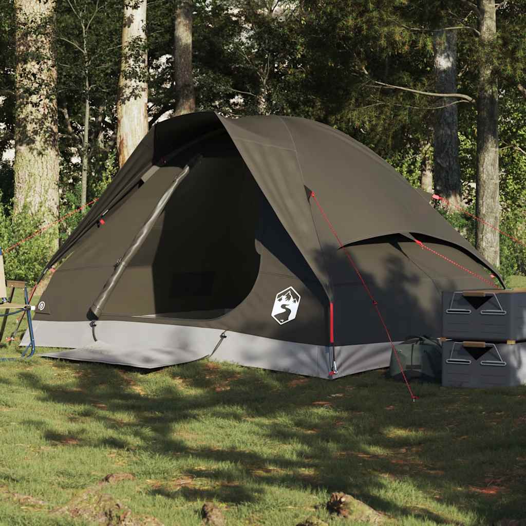 vidaXL 2-personers campingtelt vandtæt kuppel brun