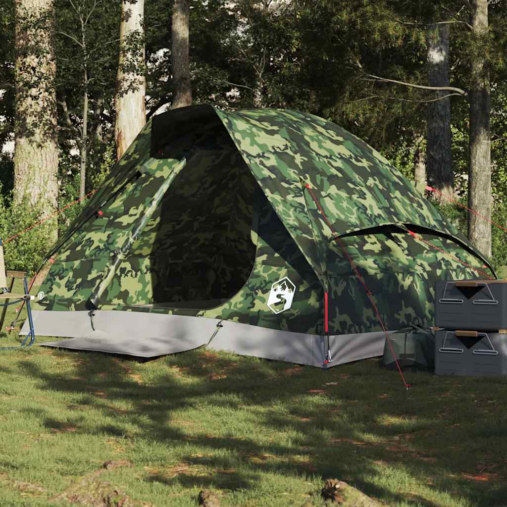 vidaXL 2-personers campingtelt vandtæt kuppel camouflage