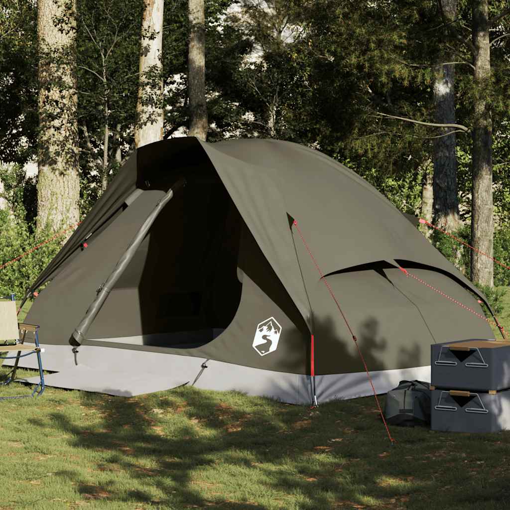 4-personers campingtelt vandtæt kuppel brun