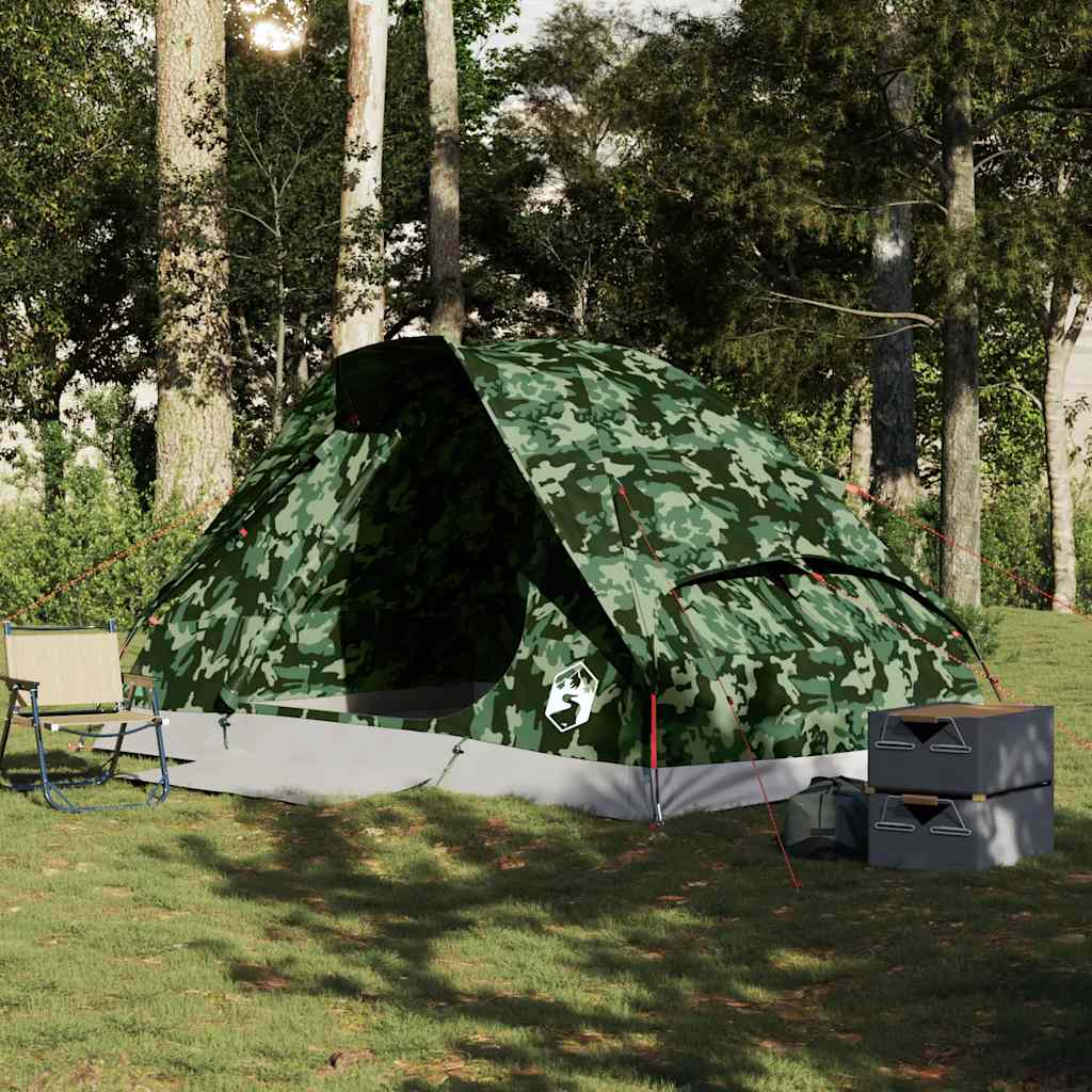 4-personers campingtelt vandtæt kuppel camouflage