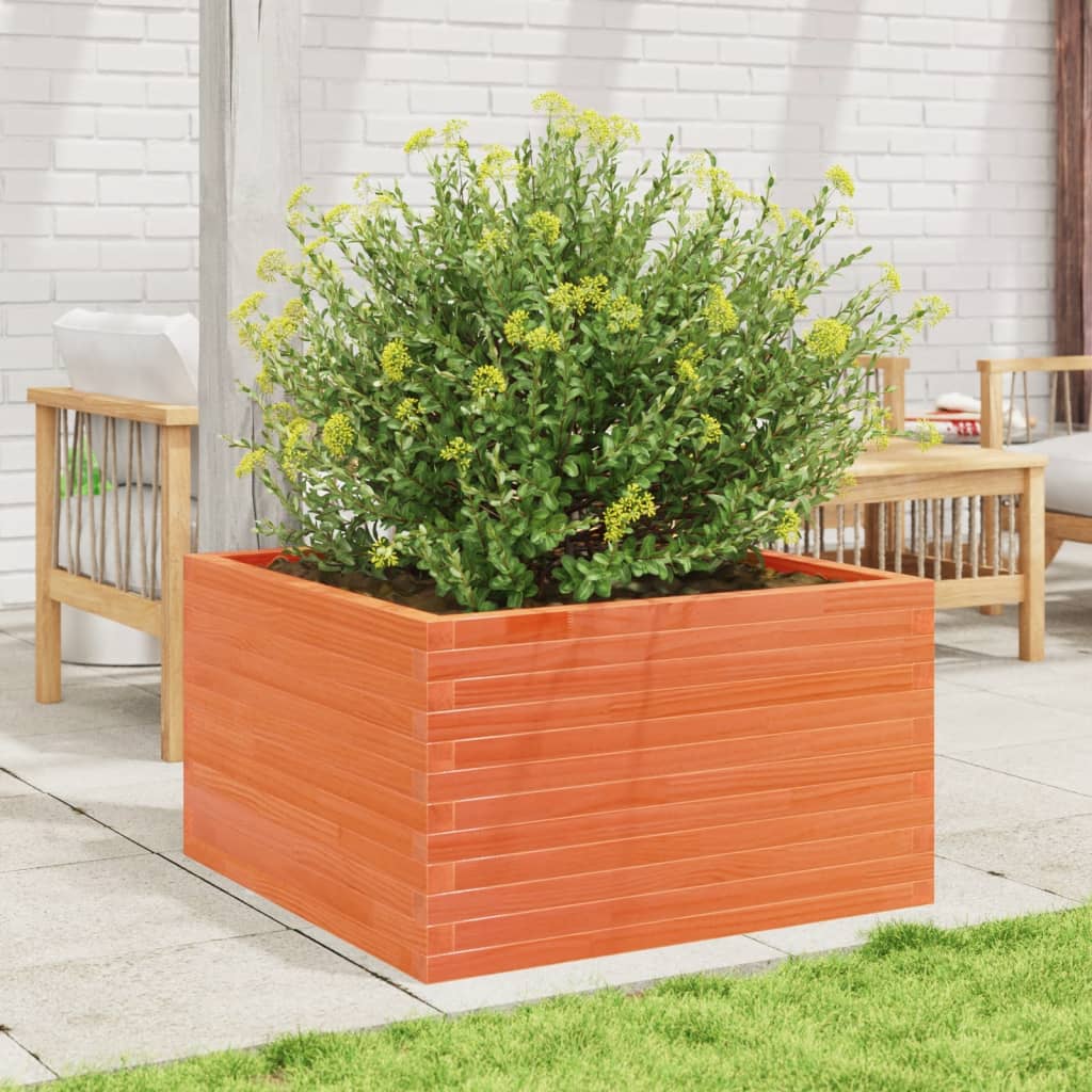 plantekasse 80x80x45,5 cm massivt fyrretræ gyldenbrun
