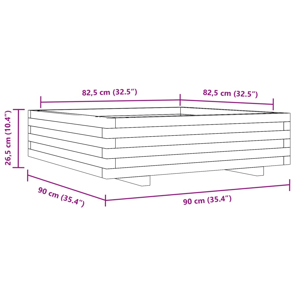 plantekasse 90x90x26,5 cm massivt douglasgran