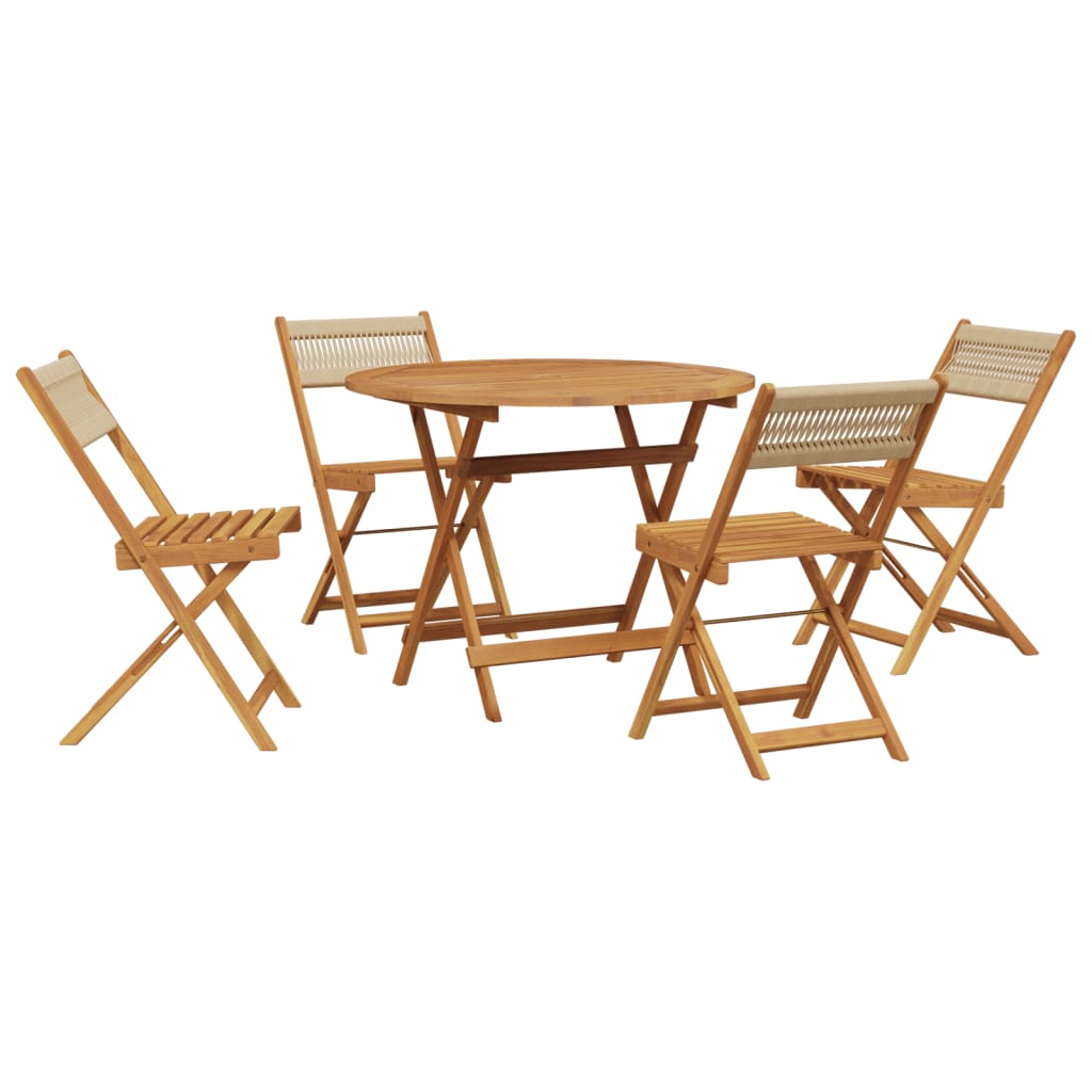 spisebordssæt til haven 5 dele polypropylen + massivt træ beige
