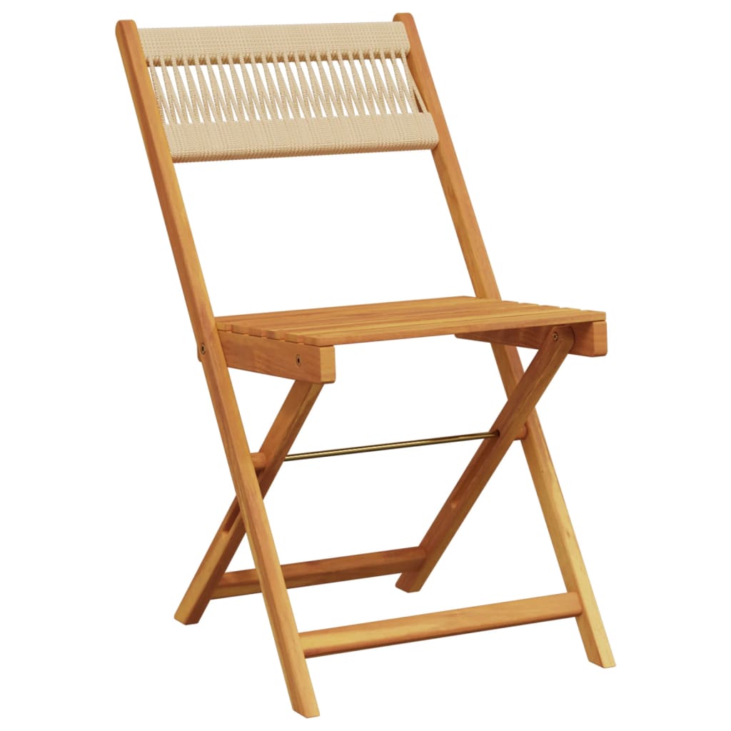 spisebordssæt til haven 5 dele polypropylen + massivt træ beige