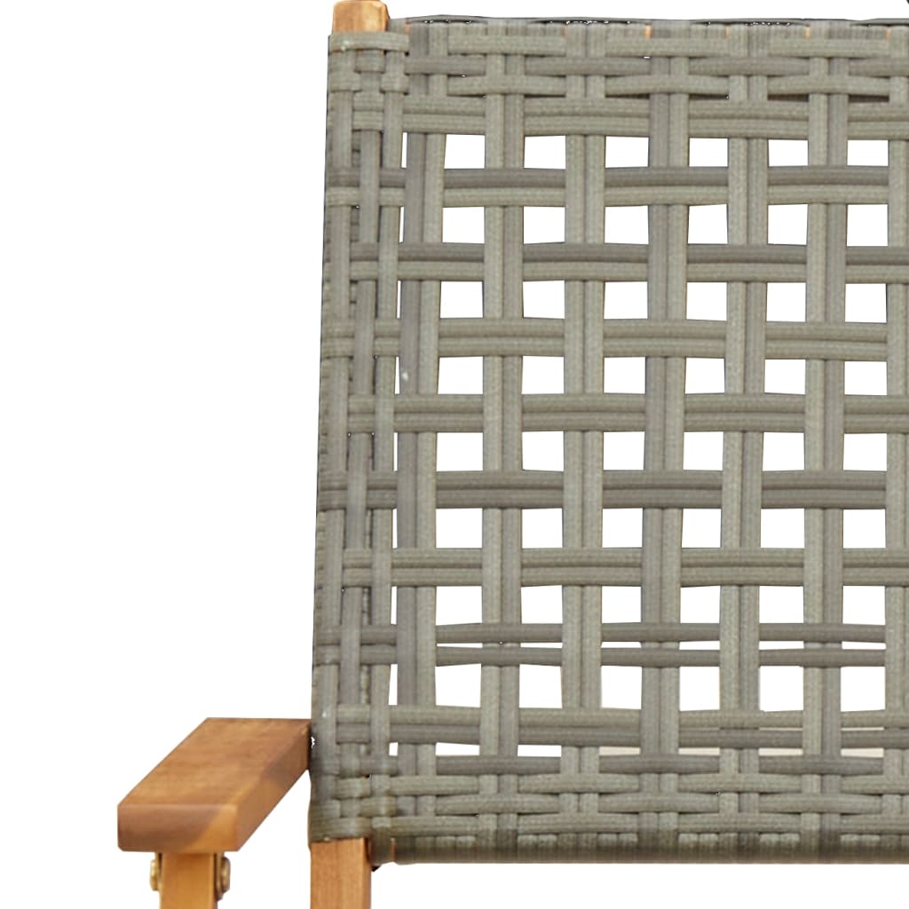 bistrosæt 3 dele polyrattan og massivt træ grå