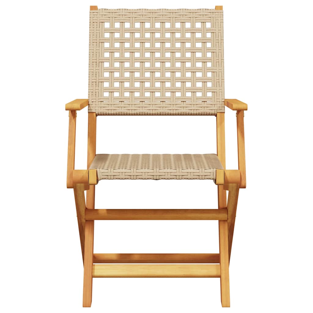 bistrosæt 3 dele polyrattan og massivt træ beige