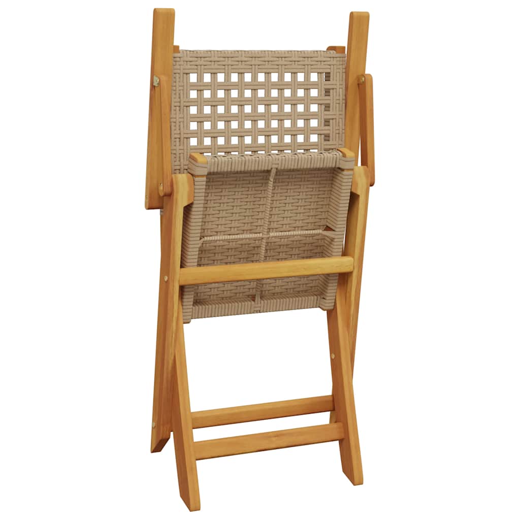 bistrosæt 3 dele polyrattan og massivt træ beige
