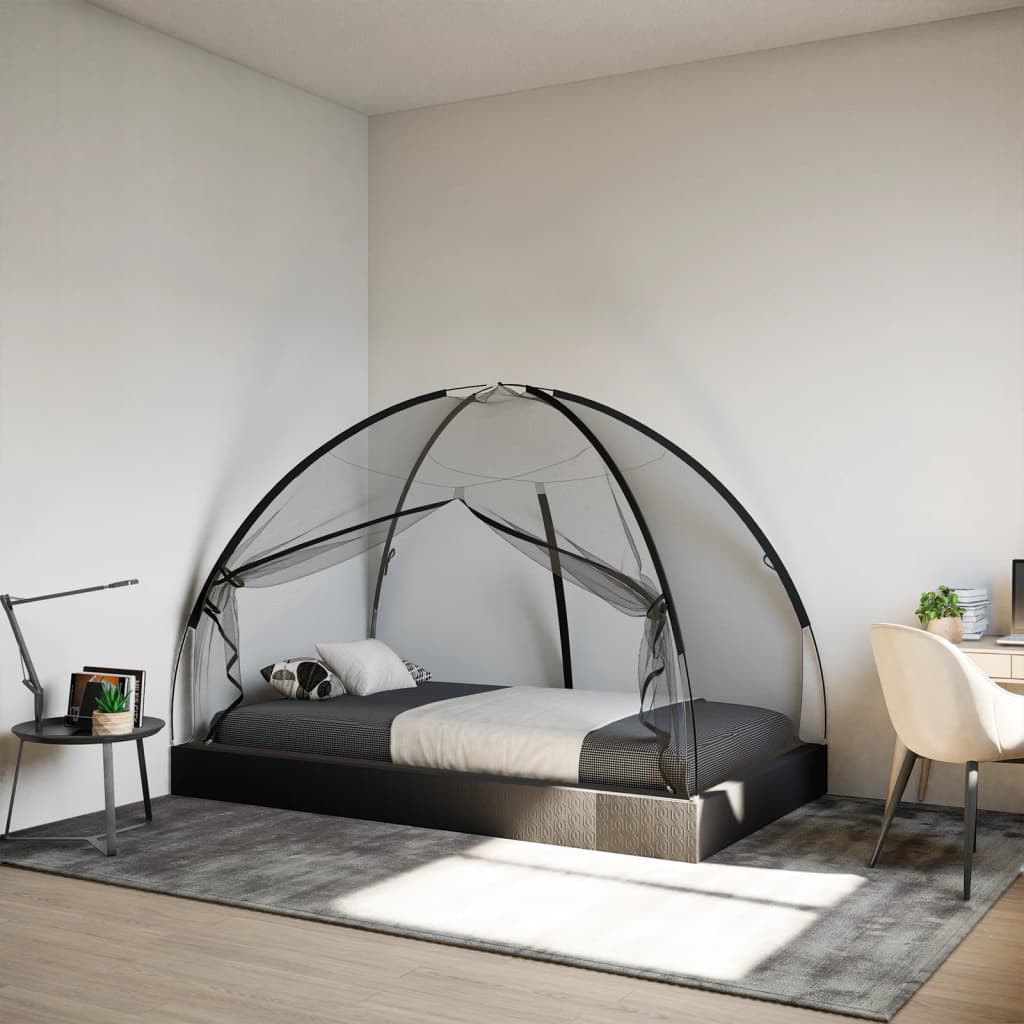 myggenet med døre 200x120x130 cm trådnet sort