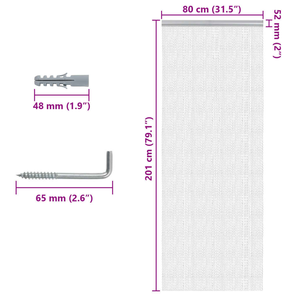 insektskærm til dør 80x201 cm aluminium