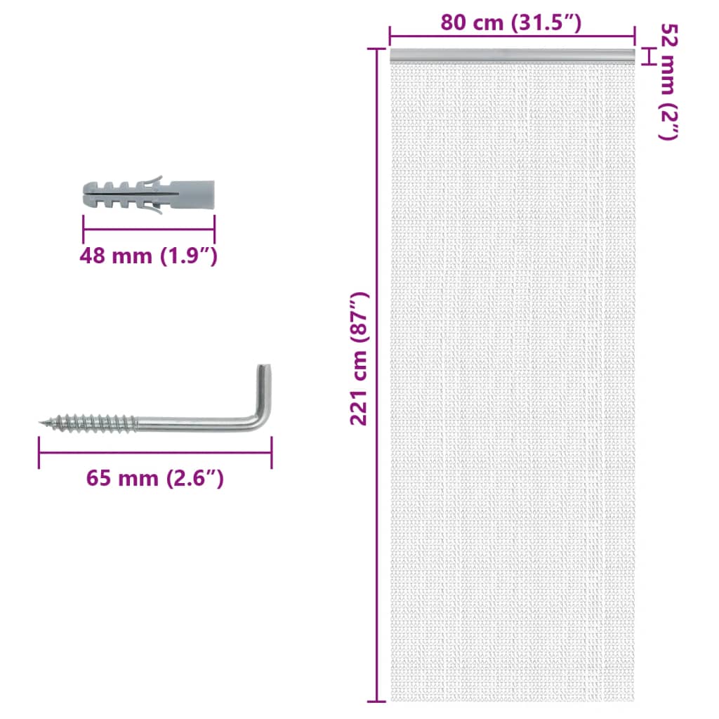 insektskærm til dør 80x221 cm aluminium