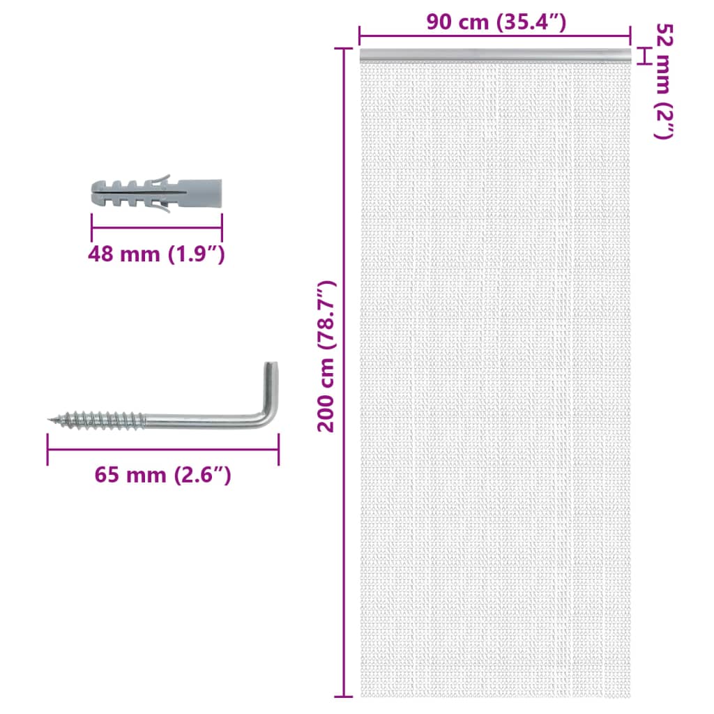 insektskærm til dør 90x200 cm aluminium