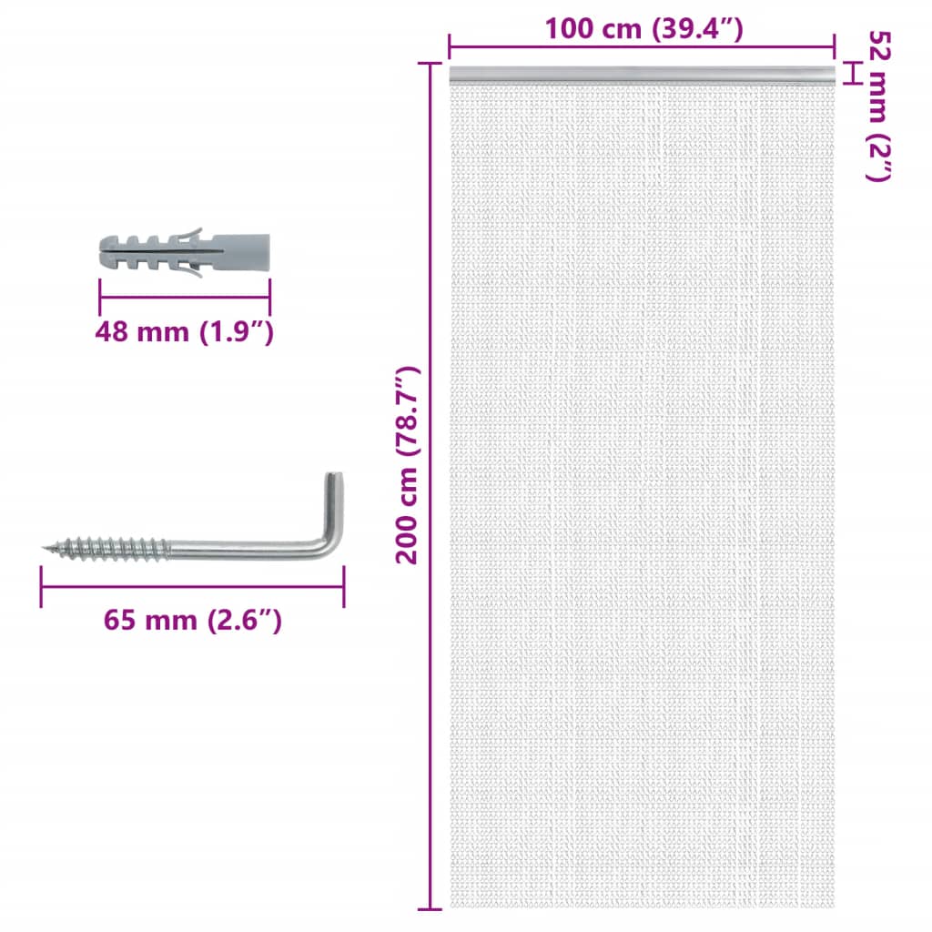 insektskærm til dør 100x200 cm aluminium