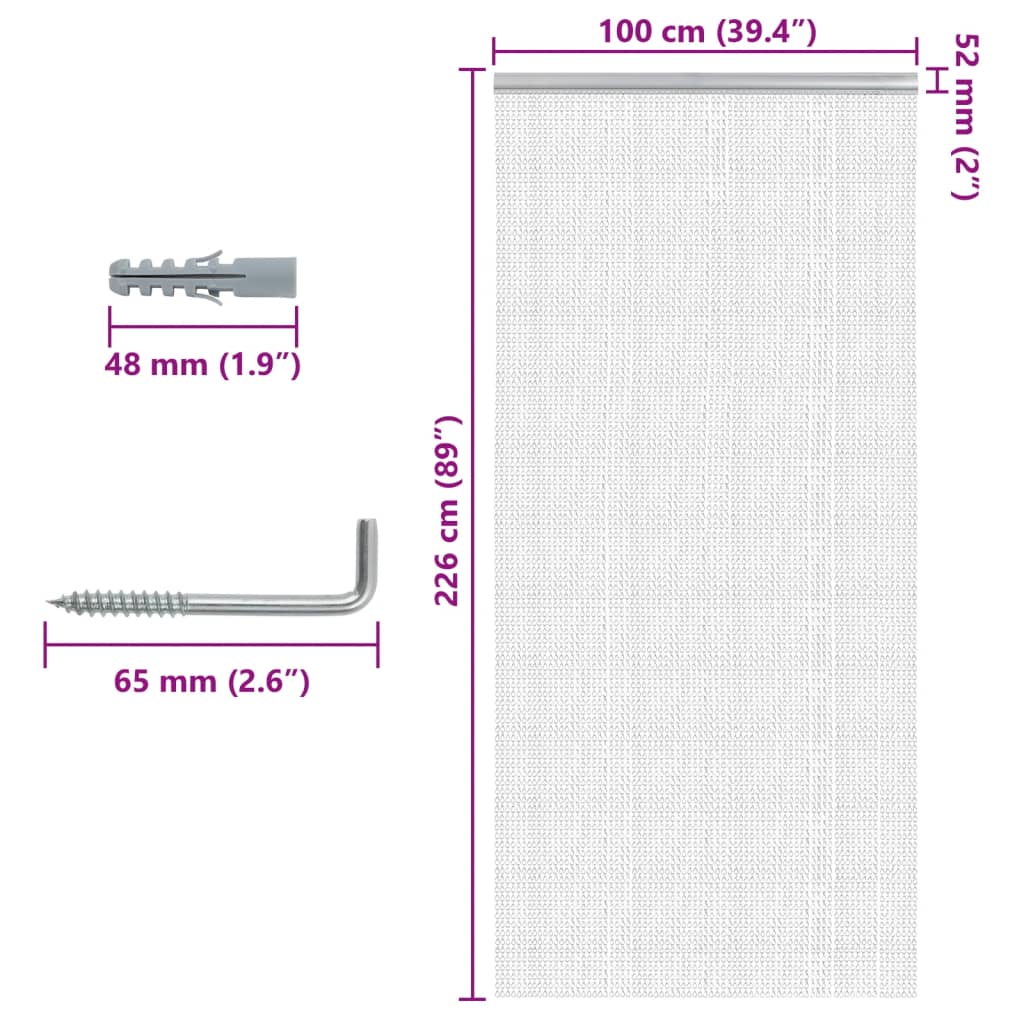 insektskærm til dør 100x226 cm aluminium