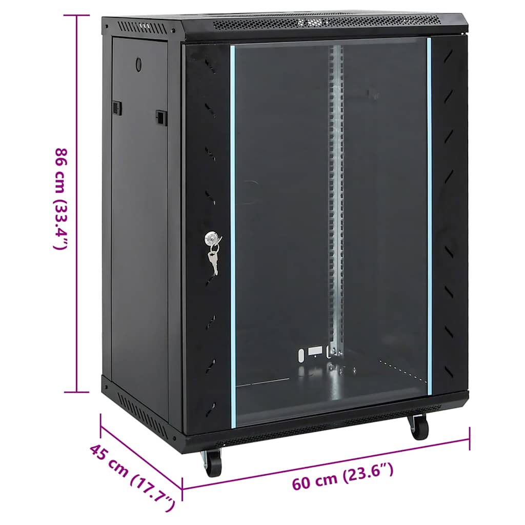15U netværksskab med drejefødder 19" IP20 60x45x86 cm