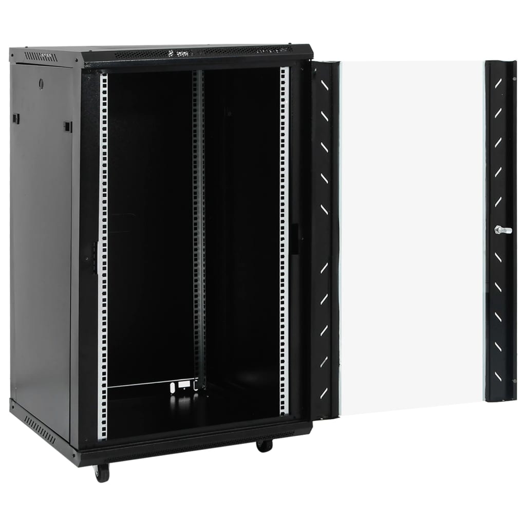 Netværksskab med opbevaring Sort 600 x 600 x 1000 mm Stål
