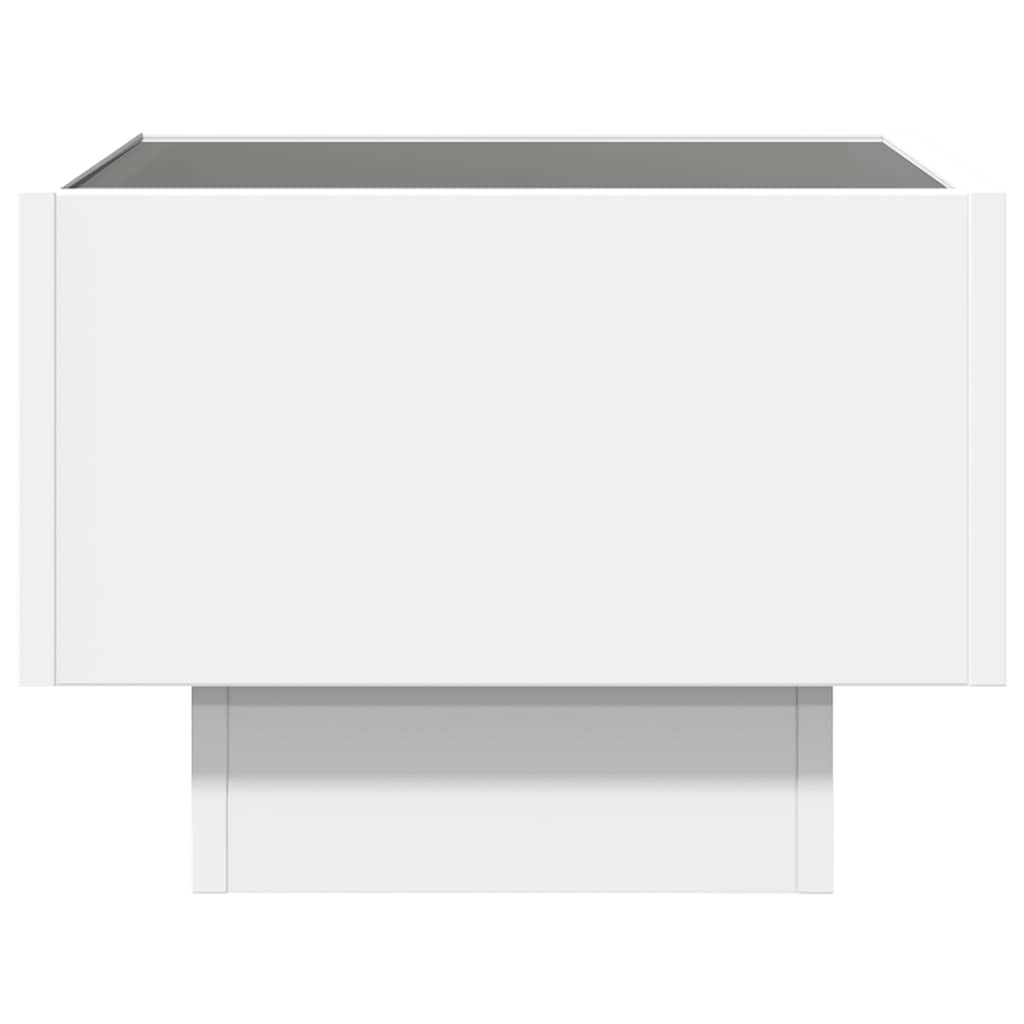 sidebord med LED-lys 40x40x30 cm konstrueret træ hvid
