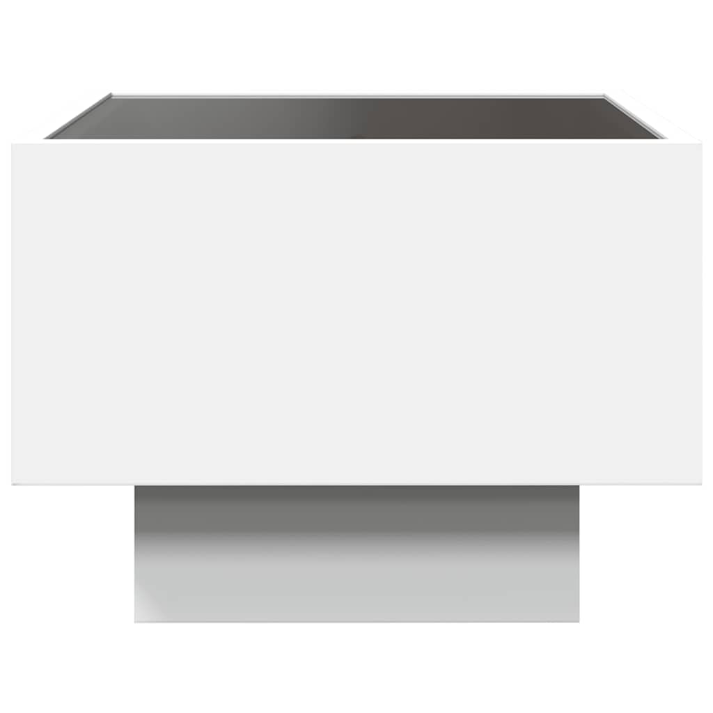 sidebord med LED-lys 40x40x30 cm konstrueret træ hvid