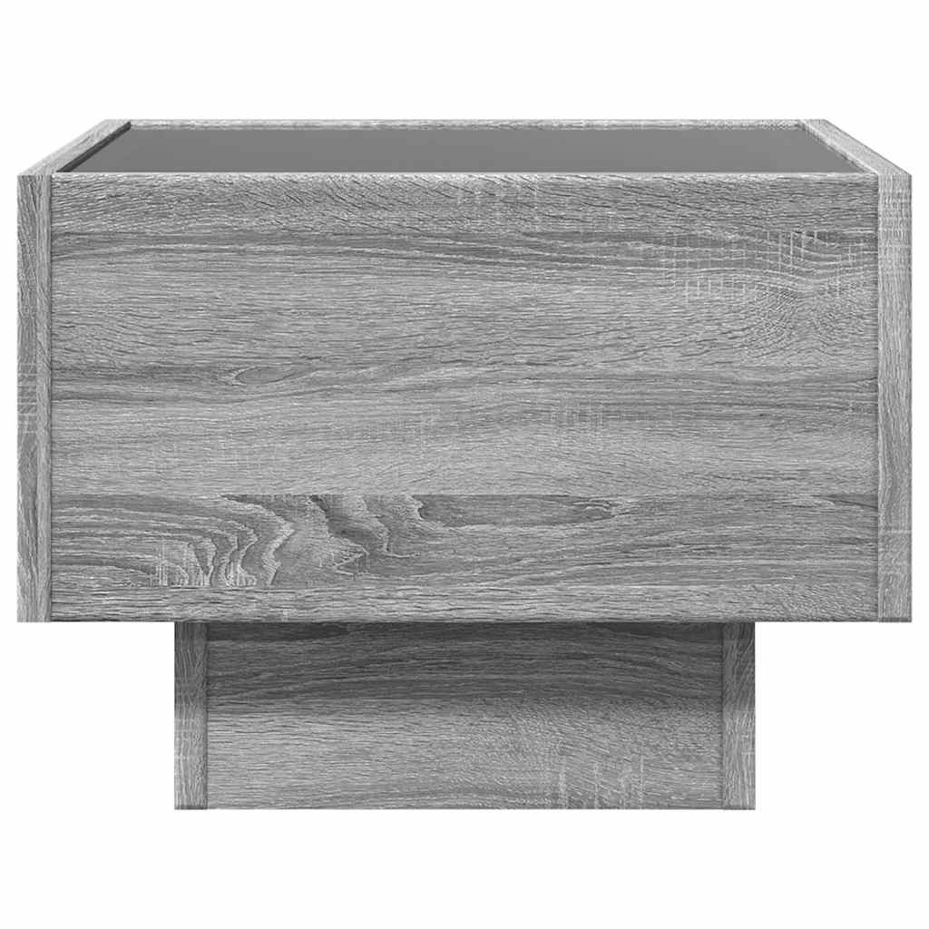 sidebord med LED-lys 40x40x30 cm konstrueret træ grå sonoma-eg