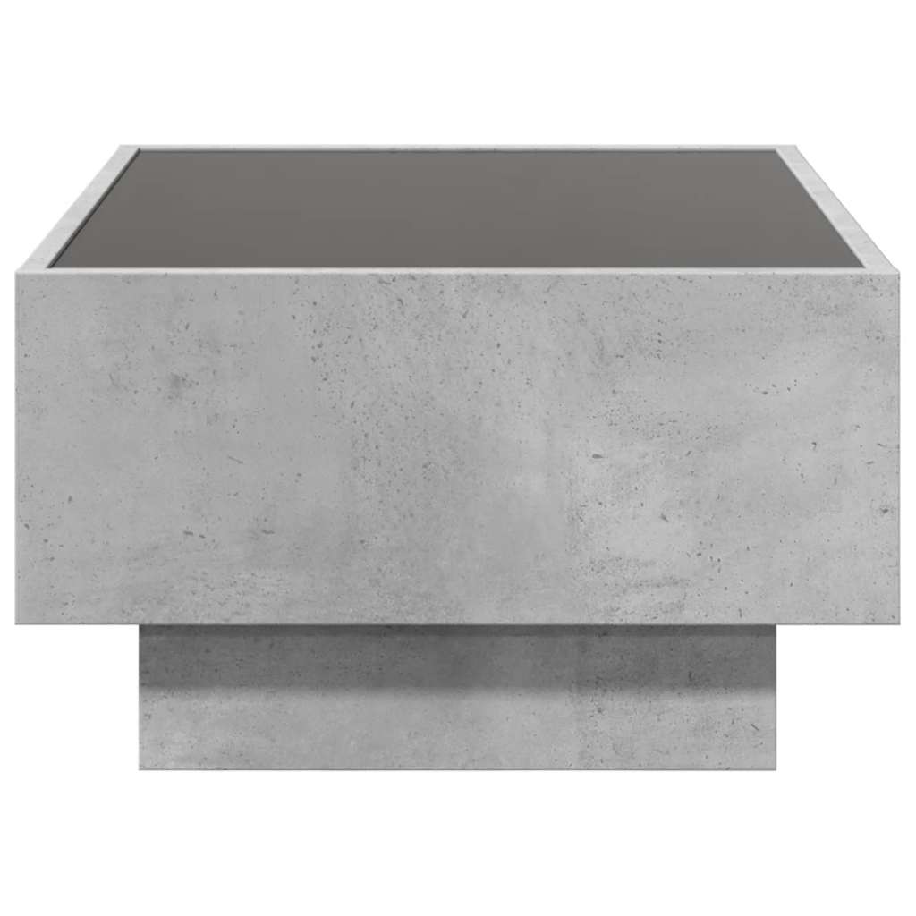 sofabord med LED-lys 70x50x30 cm konstrueret træ betongrå