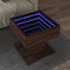 sofabord med LED-lys 50x50x45 cm konstrueret træ brunt eg