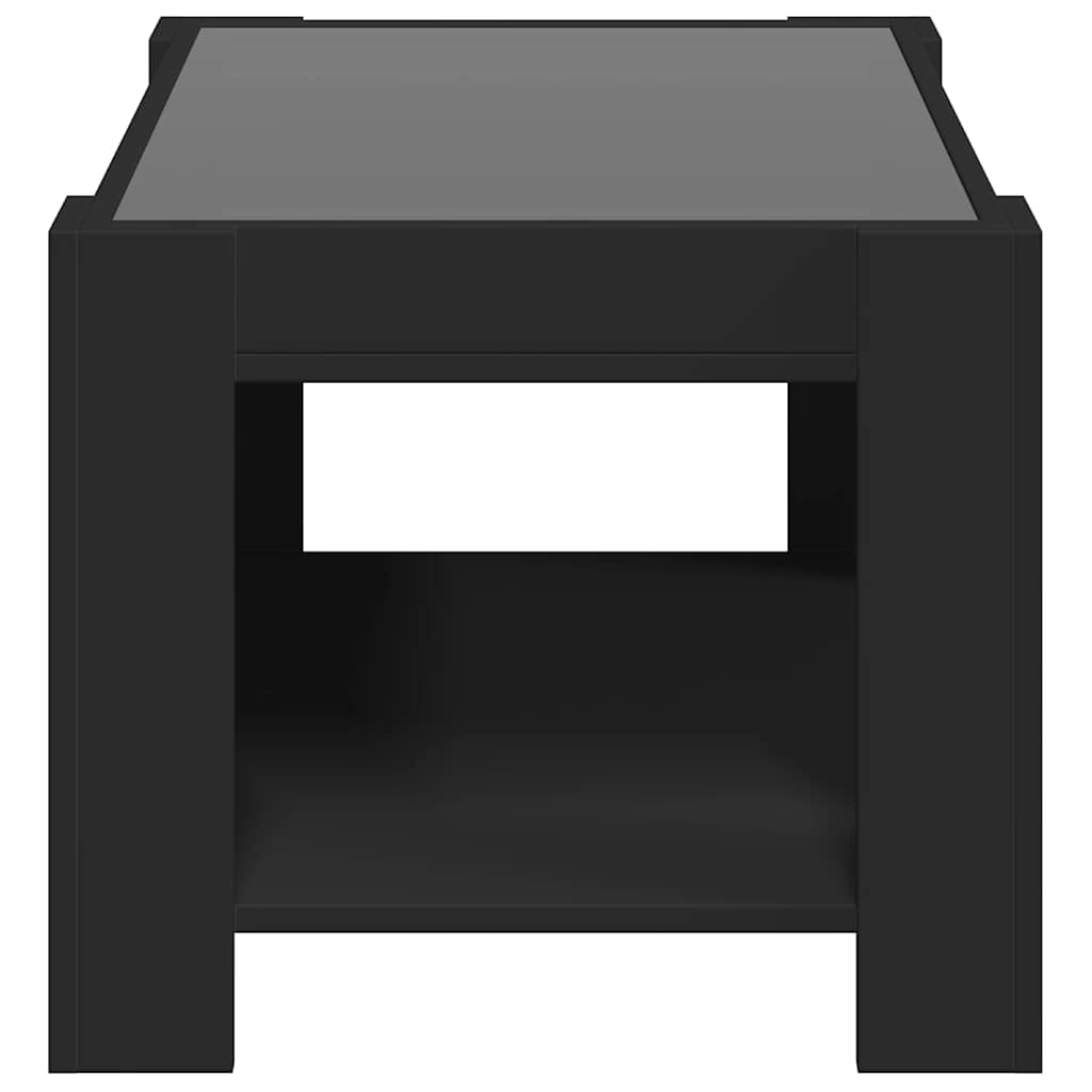 sofabord med LED-lys 73x53x45 cm konstrueret træ sort
